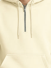 Cozy Cut Zipper Hoodie Full Sleeve Cream Sweatshirt