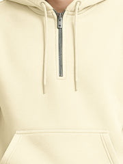 Cozy Cut Zipper Hoodie Full Sleeve Cream Sweatshirt