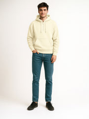 Cozy Cut Zipper Hoodie Full Sleeve Cream Sweatshirt