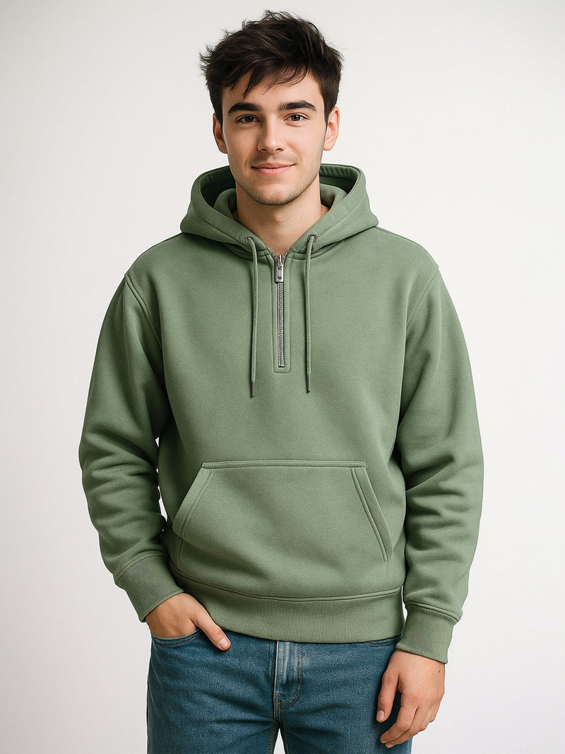 Hunter Green cozy cut zipper hoodie full sleeve sweatshirt for men