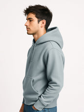 Light grey full sleeve cozy cut zipper sweatshirt for men