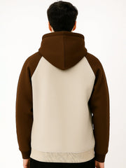 Colorblock Hoodie Full Sleeve Brown Sweatshirt