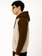 Colorblock Hoodie Full Sleeve Brown Sweatshirt