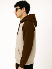 Colorblock Hoodie Full Sleeve Brown Sweatshirt