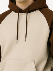 Colorblock Hoodie Full Sleeve Brown Sweatshirt