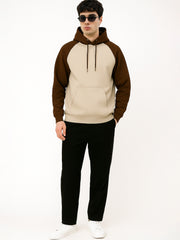 Colorblock Hoodie Full Sleeve Brown Sweatshirt