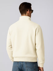 Cream full sleeve cozy cut zipper sweatshirt for men - view 2