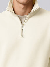 Cream full sleeve cozy cut zipper sweatshirt for men - view 3