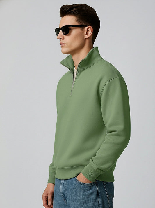 Cozy Cut Zipper Full Sleeve Hunter Green Sweatshirt