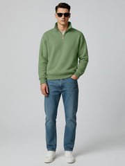 Cozy Cut Zipper Full Sleeve Hunter Green Sweatshirt