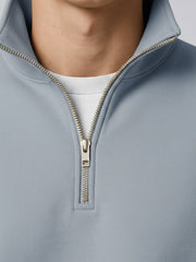 Cozy Cut Zipper Full Sleeve Light Grey Sweatshirt