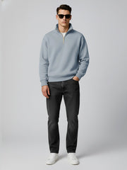 Cozy Cut Zipper Full Sleeve Light Grey Sweatshirt