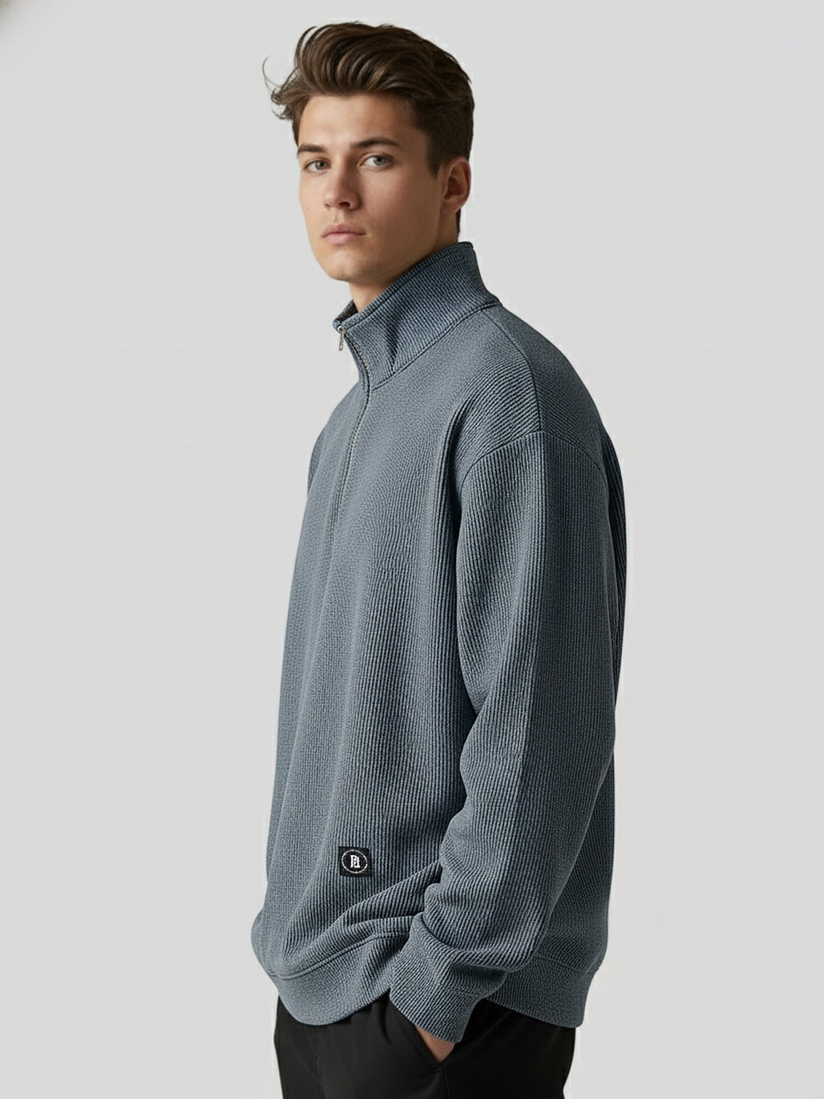 Marcus Light Grey Full Sleeve Sweatshirt by ManiacLife - Image 2
