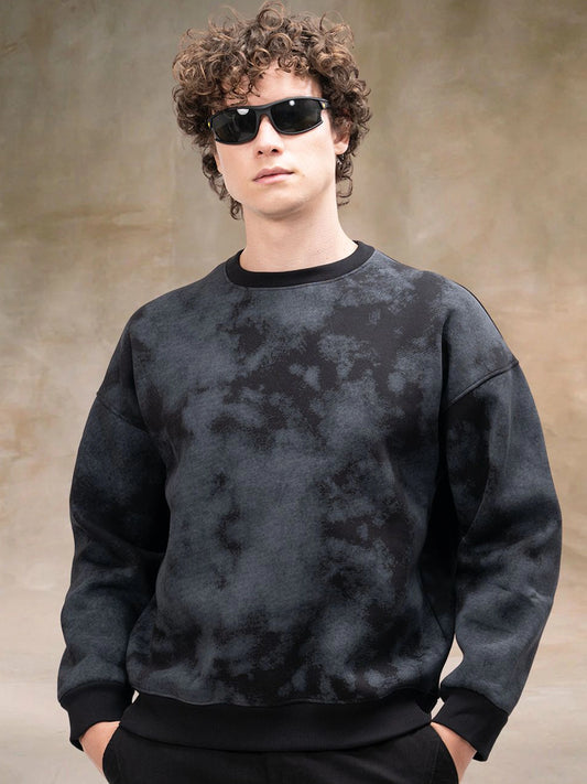 Spray Printed Black Sweatshirt