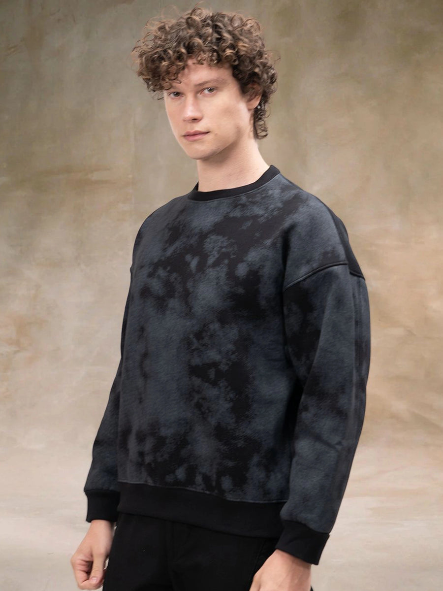 Spray Printed Black Sweatshirt