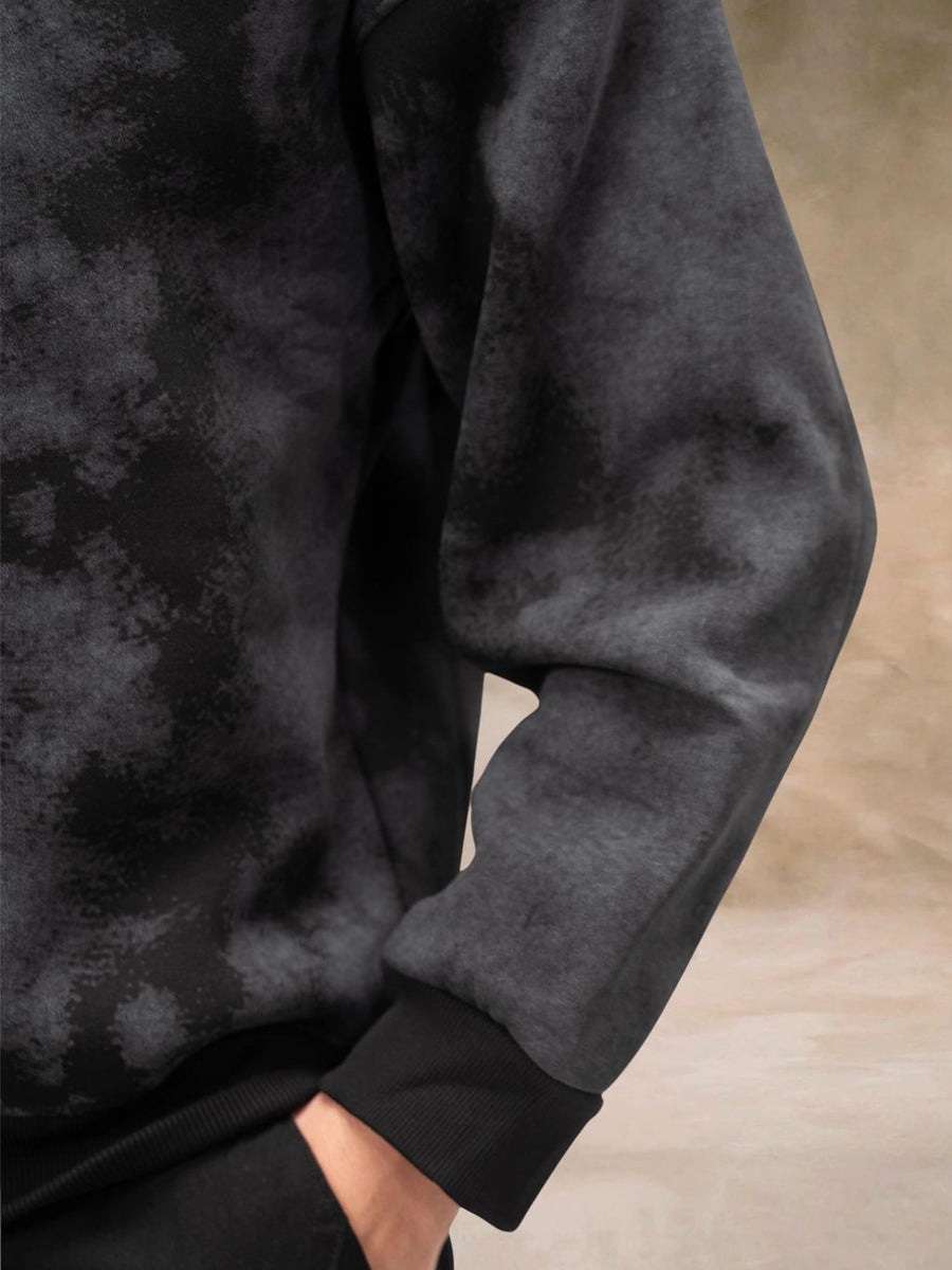 Spray Printed Black Sweatshirt