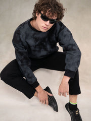 Spray Printed Black Sweatshirt