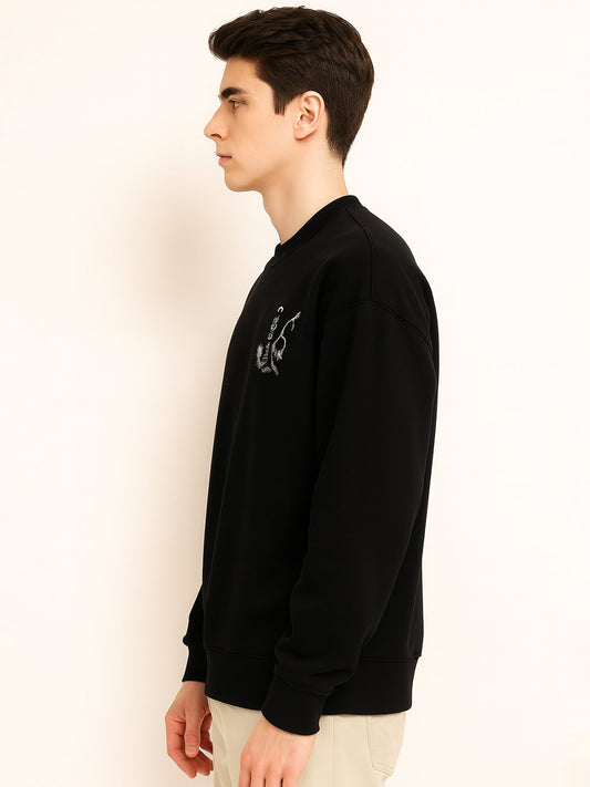 Embroidery Black Sweatshirt
