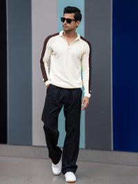 Power Play Cream Full Sleeve Polo T-Shirt