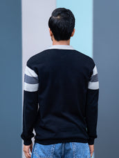 L Block Black Full Sleeve Polo Sweater