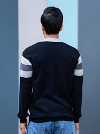 L Block Black Full Sleeve Polo Sweater