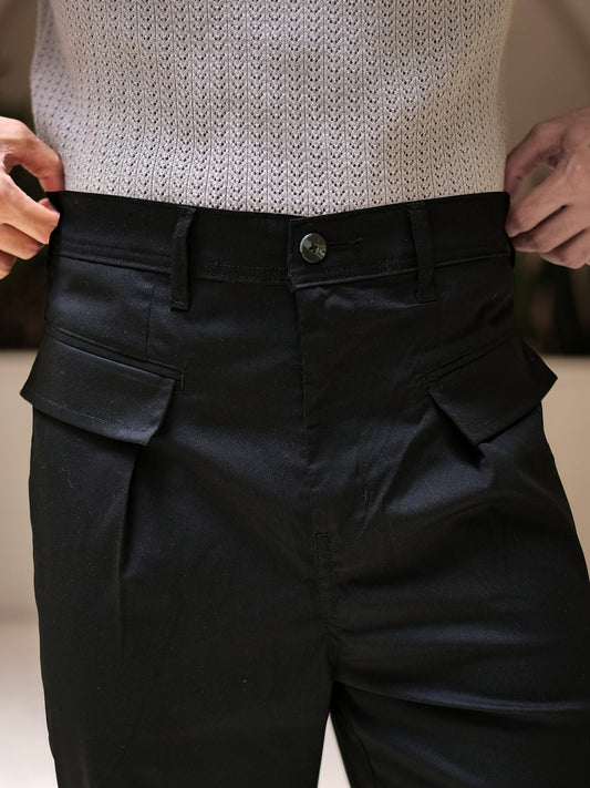 Ashton Button Black Trouser