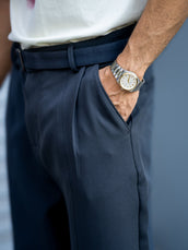 Korean Dark Grey Belted Trouser