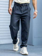 Korean Dark Grey Belted Trouser