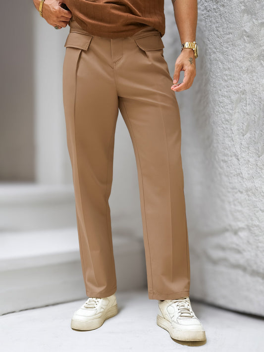 Ashton Button Dark Beige Trouser