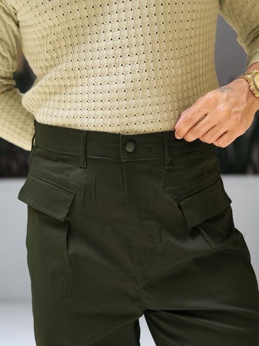Ashton Button Green Trouser