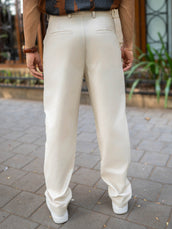 Single Pleat Khaki Linen Blend Trouser