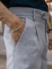 Single Pleat Sky Blue Linen Blend Trouser