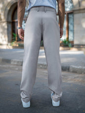 Sky blue double pleat linen trousers for men - view 3
