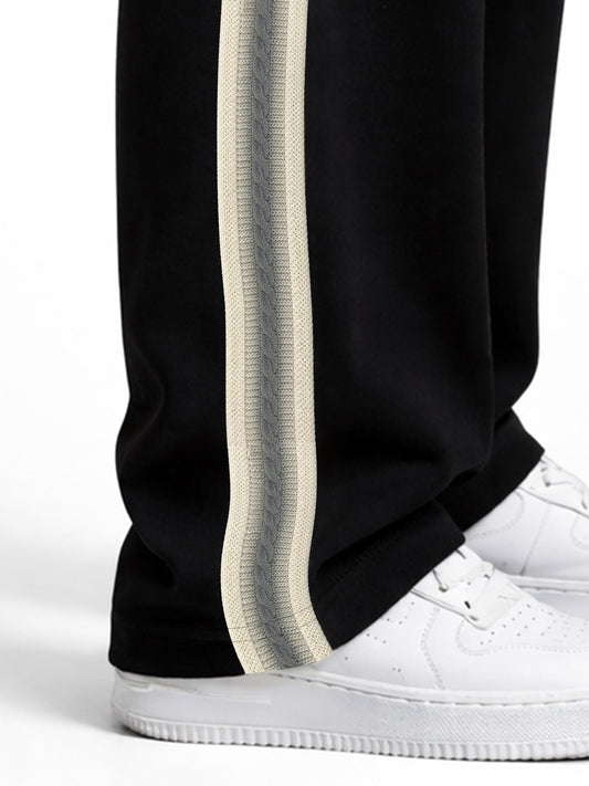 Dark Weave Stripe Black Baggy Fit Pant