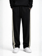 Dark Weave Stripe Black Baggy Fit Pant