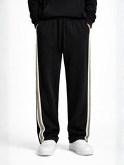 Dark Weave Stripe Black Baggy Fit Pant