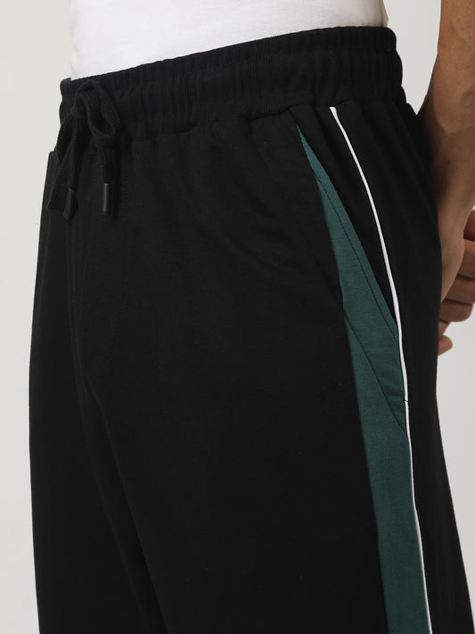Vibs Stripe Black Baggy Fit Trackpant