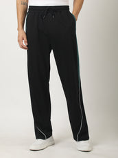 Vibe Stripe Black Baggy Fit Trackpant