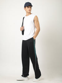 Vibs Stripe Black Baggy Fit Trackpant