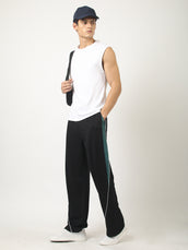 Vibe Stripe Black Baggy Fit Trackpant