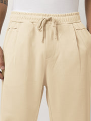Cream Solid Balloon Fit Trackpant