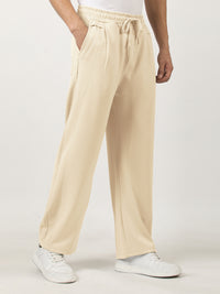 Cream Solid Balloon Fit Trackpant