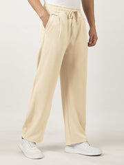 Cream Solid Balloon Fit Trackpant