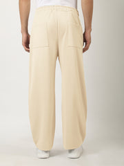 Cream Solid Balloon Fit Trackpant