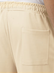 Cream Solid Balloon Fit Trackpant