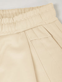 Cream Solid Balloon Fit Trackpant