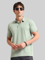 Basic Plain Light Green Half Sleeve Polo T-Shirt