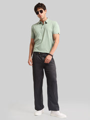 Basic Plain Light Green Half Sleeve Polo T-Shirt