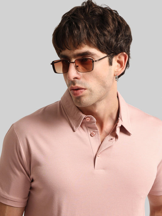 Basic Plain Light Orange Half Sleeve Polo T-Shirt