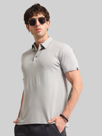 Basic Plain Silver Grey Half Sleeve Polo T-Shirt